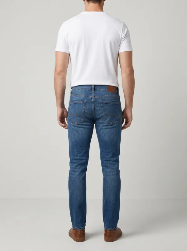 Men's Casual Fashion Blue Denim Stretch Jeans