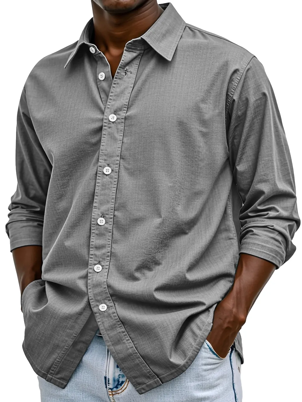 Everyday Long Sleeve Open Collar Shirt