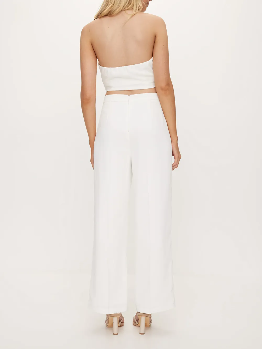 White High-Waisted Wide-Leg Pants