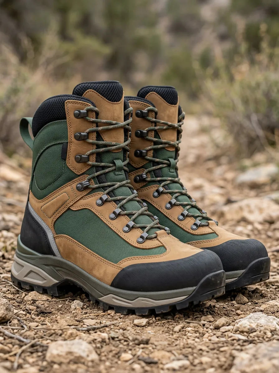 Men's Outdoor Hiking Tactical Green Brown Printed Boots