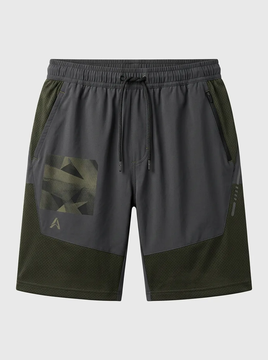 Men's Athletic Sports Camo Printed Breathable Shorts
