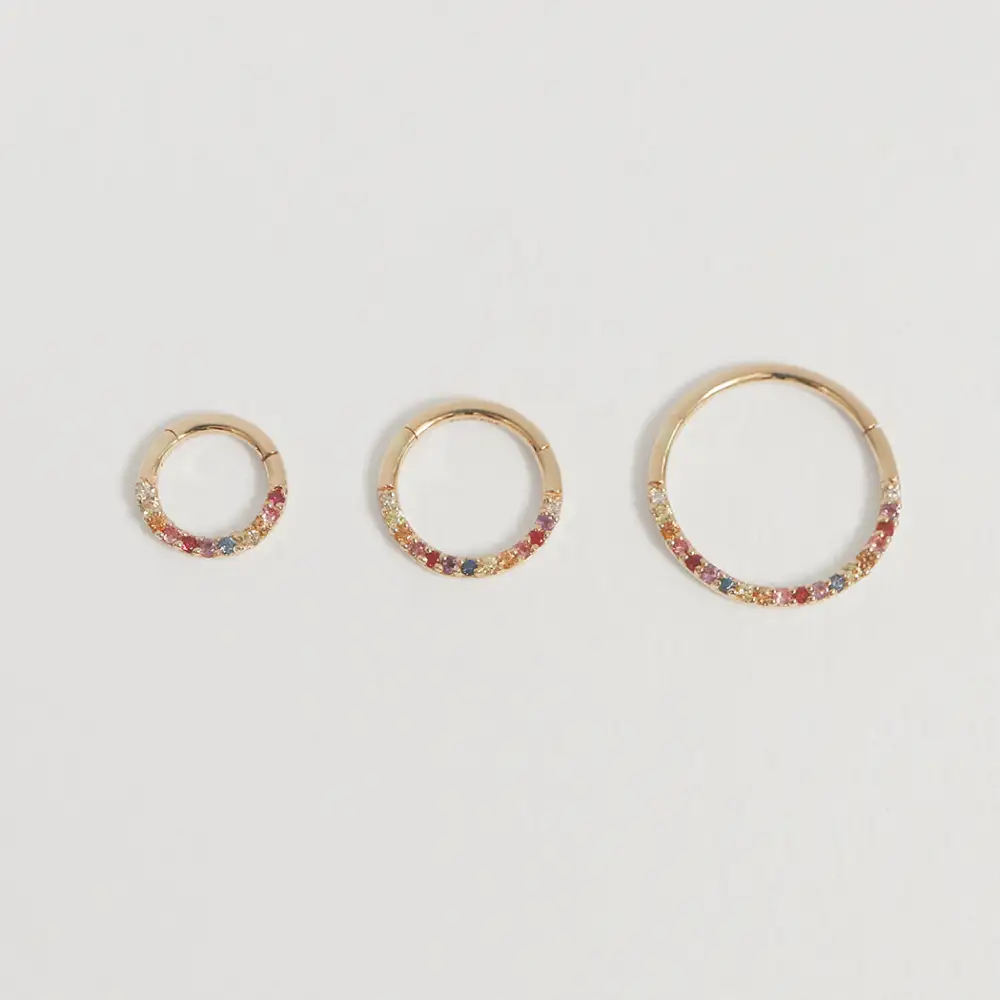 Sapphire Rainbow Clicker Hoop Earring