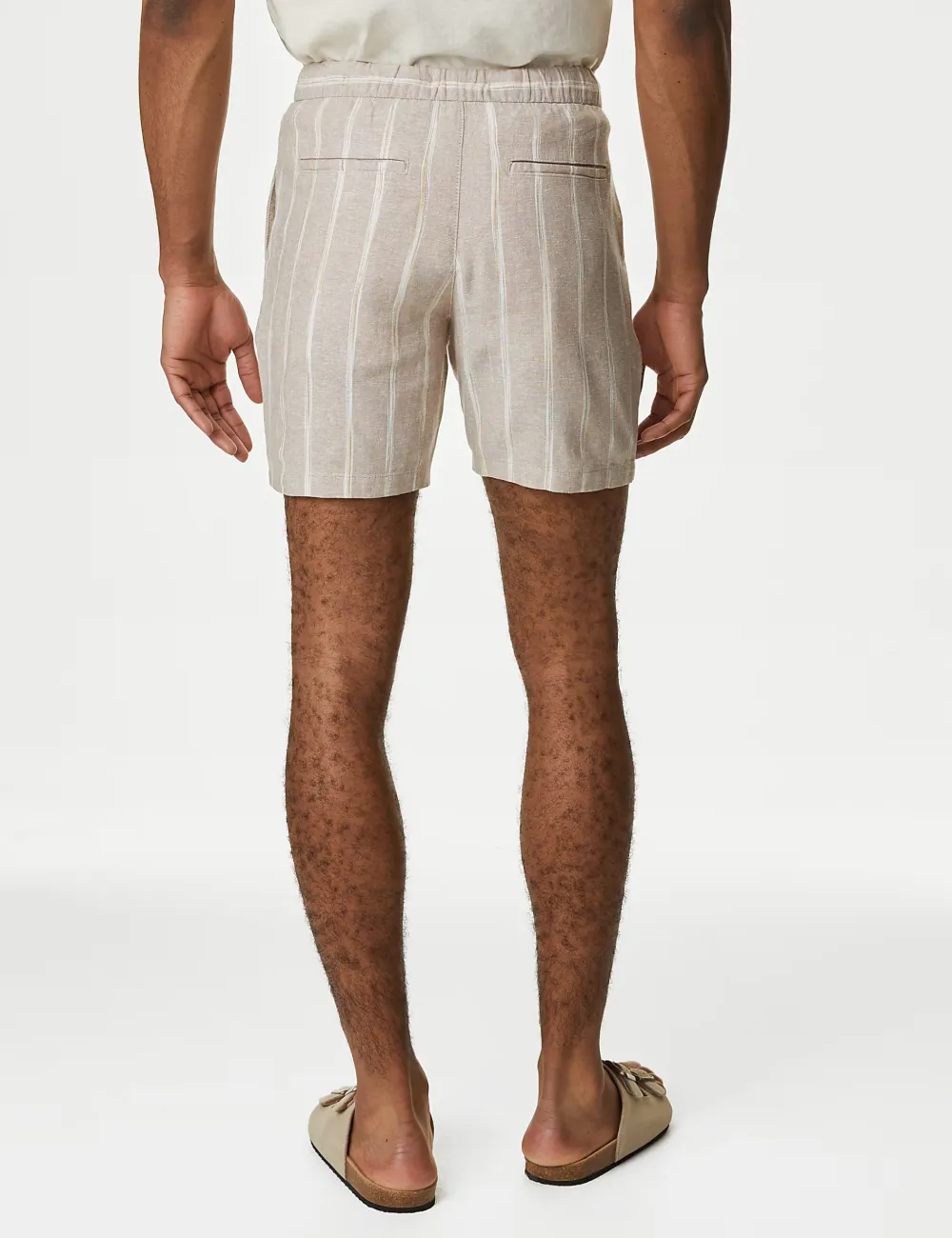 Linen Vertical Stripe Drawstring Shorts