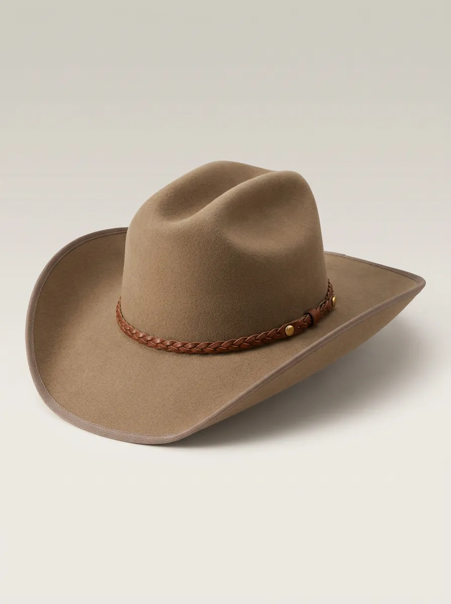Heritage Style Earth Tone Cowboy Hat with Leather Band