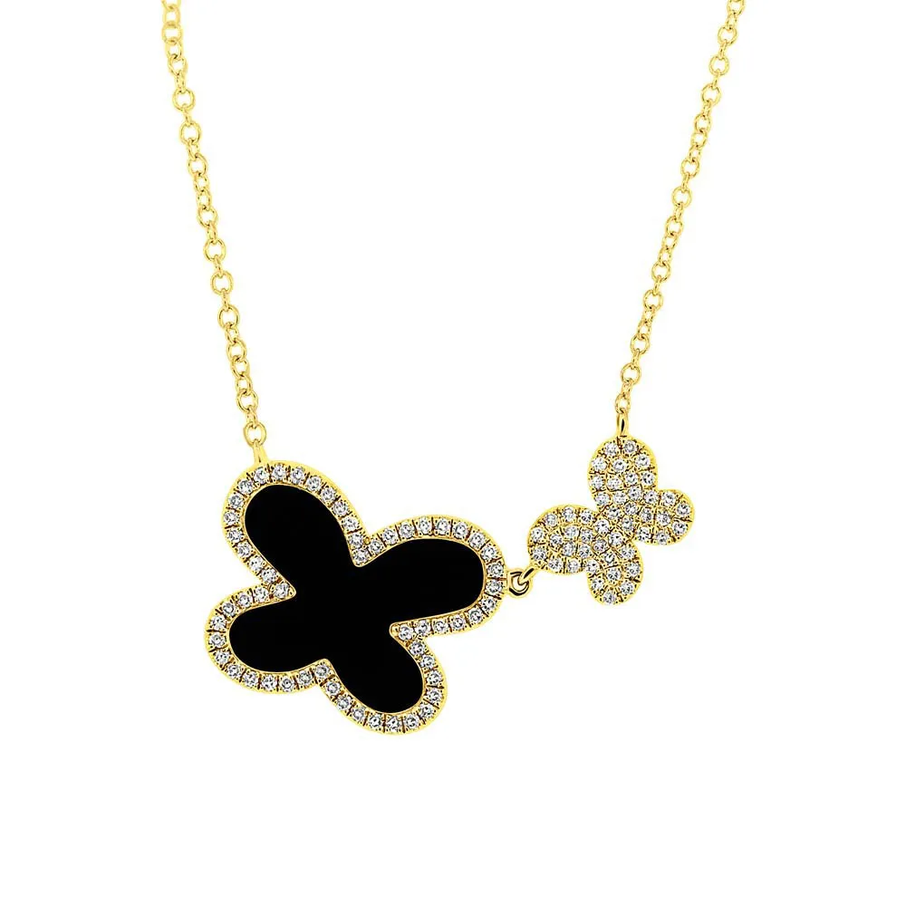 Double Diamond Onyx Necklace