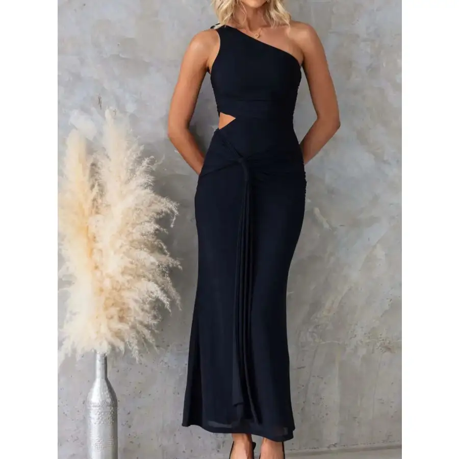 One Shoulder Cutout Bodycon Maxi Dress