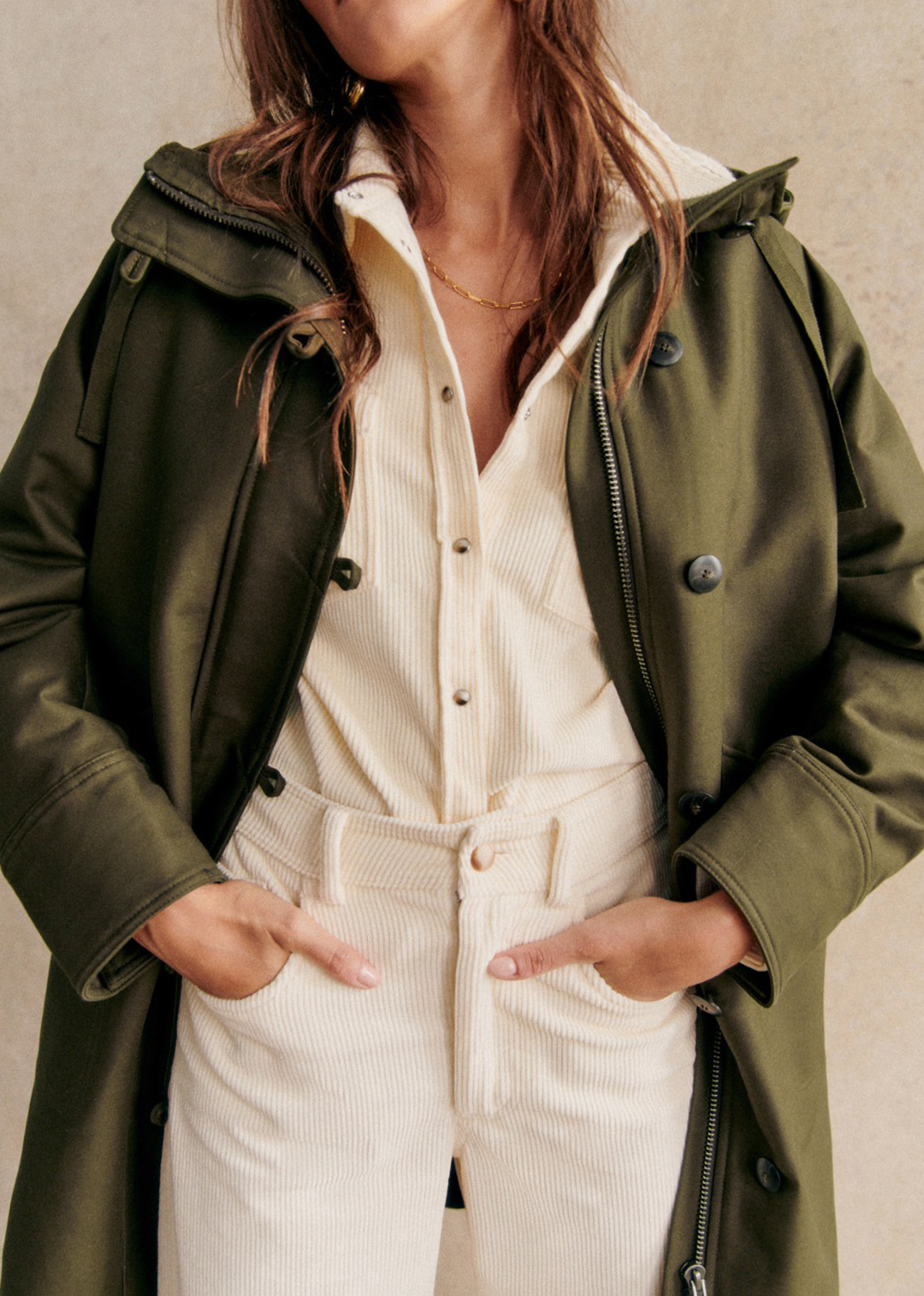 Military Green Quilted Hooded Parka