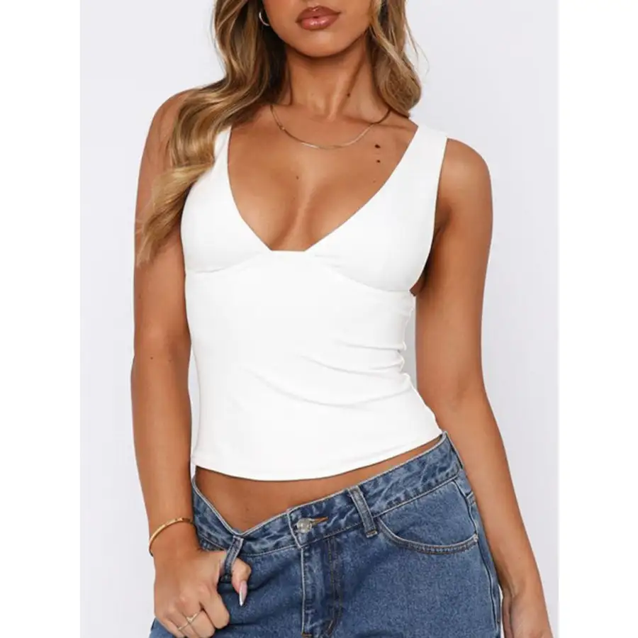 Wide Strap V Neck Tank