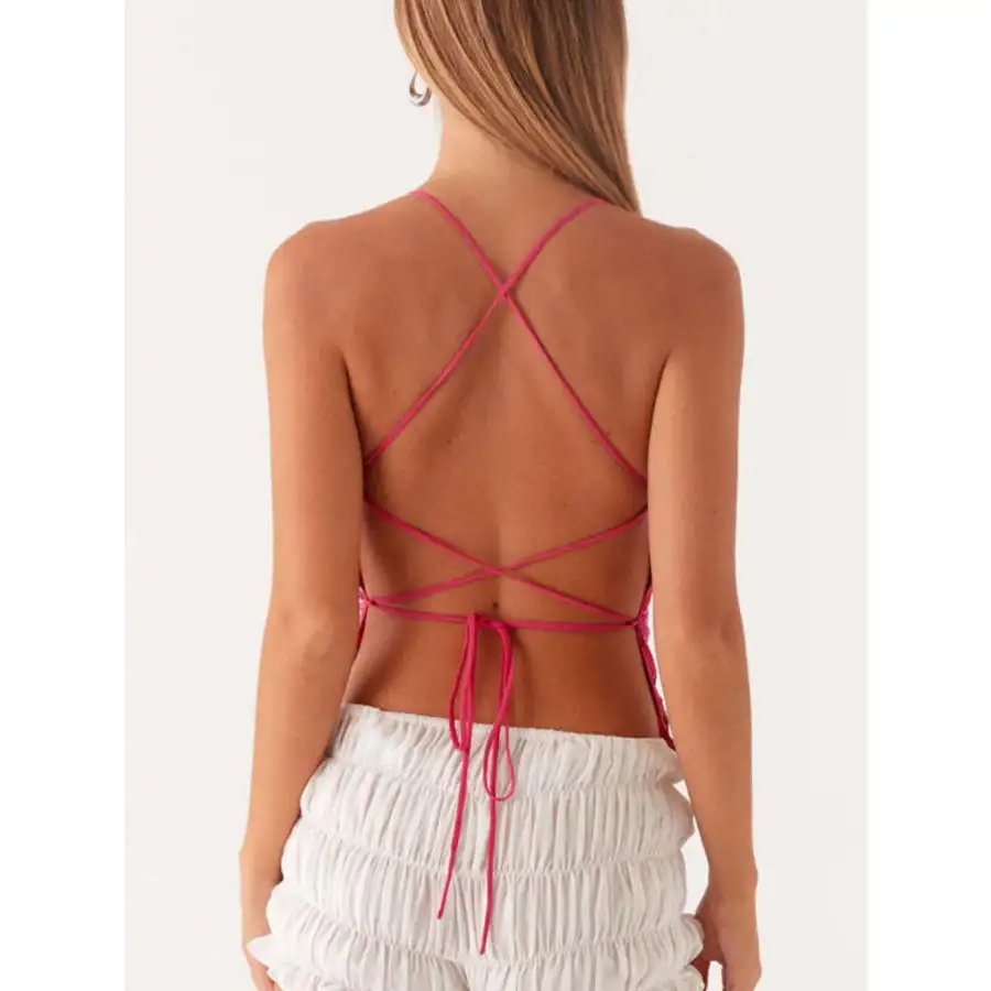 Crisscross Back V Neck Camisole Top