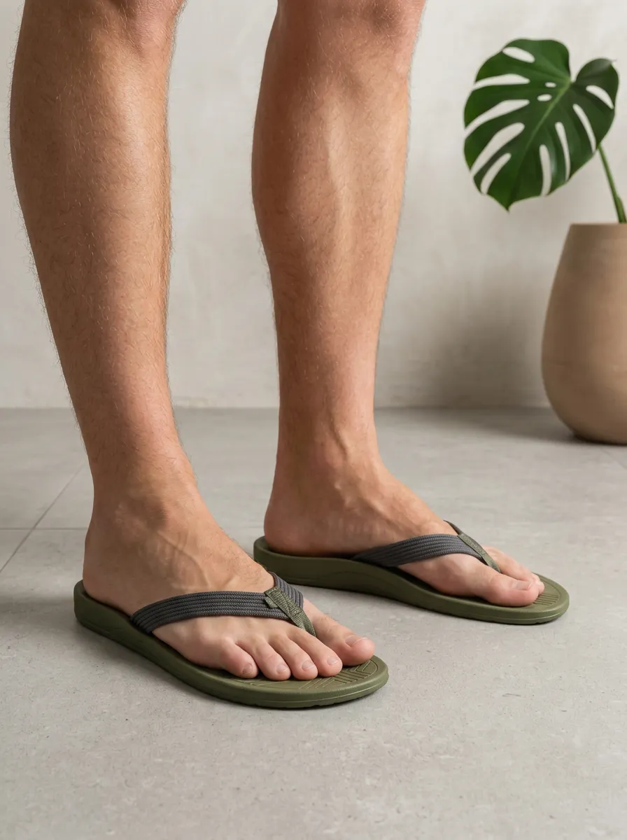 Men's Easygoing Casual Textured Patterned Comfort Strap Flip Flops