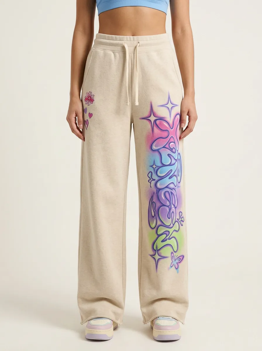 Unisex Modern Streetwear Graffiti Floral Star Sweatpants