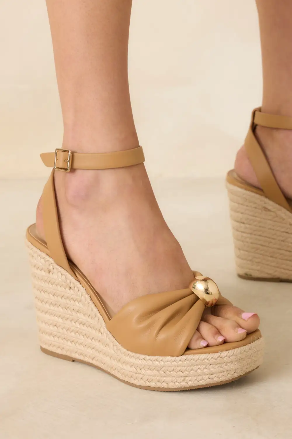 Faux Leather Leather Wedge Sandals