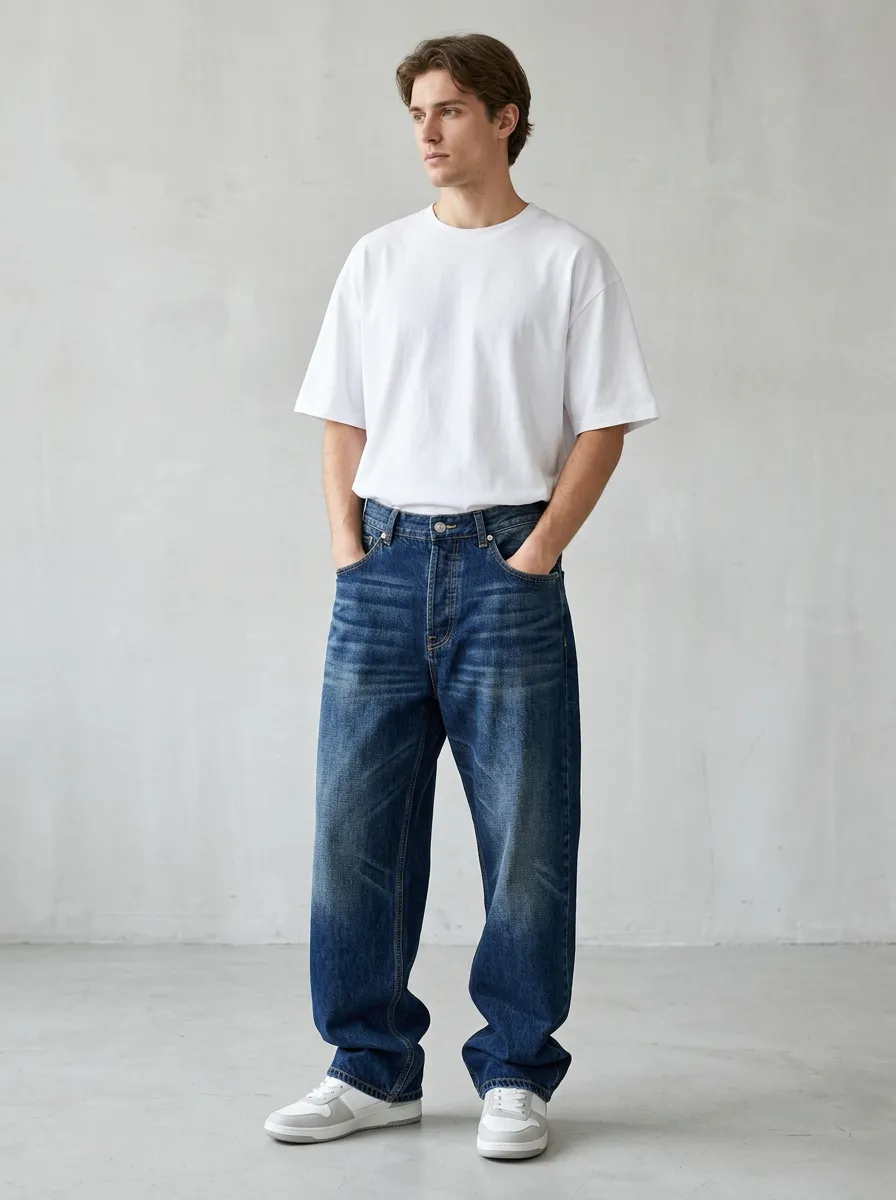 Men's Wide Loose Fit Relaxed Denim Jeans