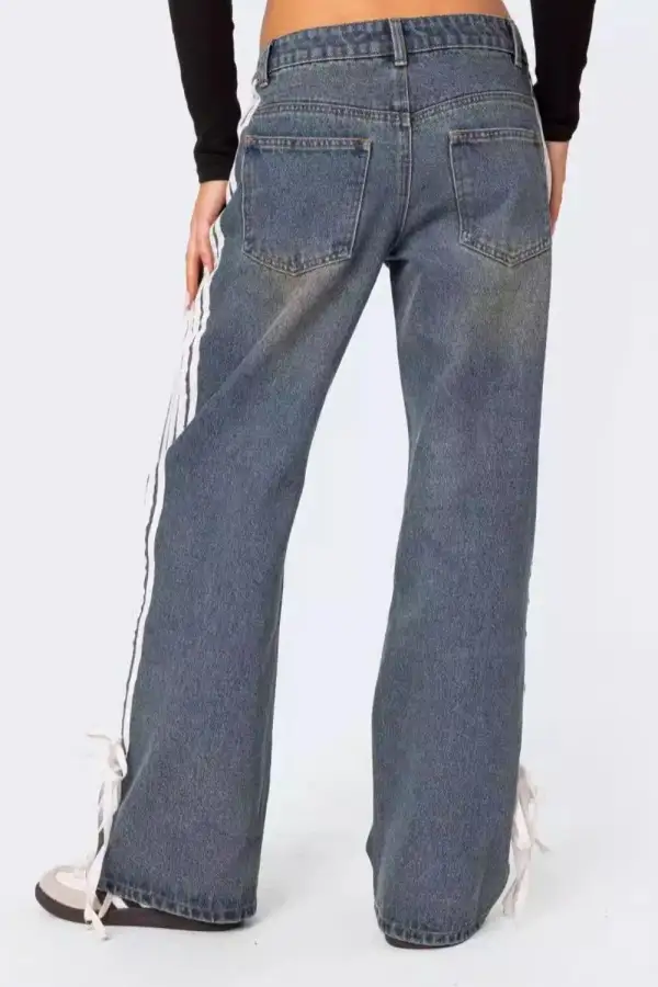 Buy Side Striped Loose Fit Jeans For Women