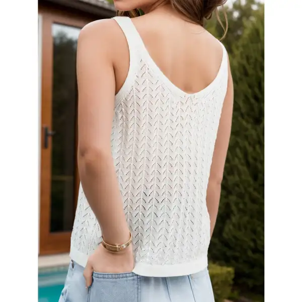 Openwork Scoop Neck Wide Strap Tank