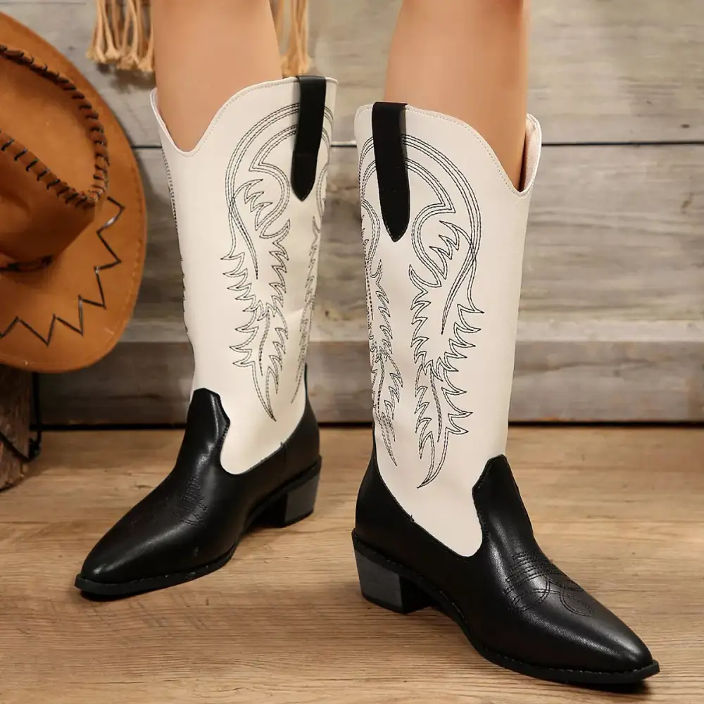 Minimal Pointed Toe Block Heel Boots
