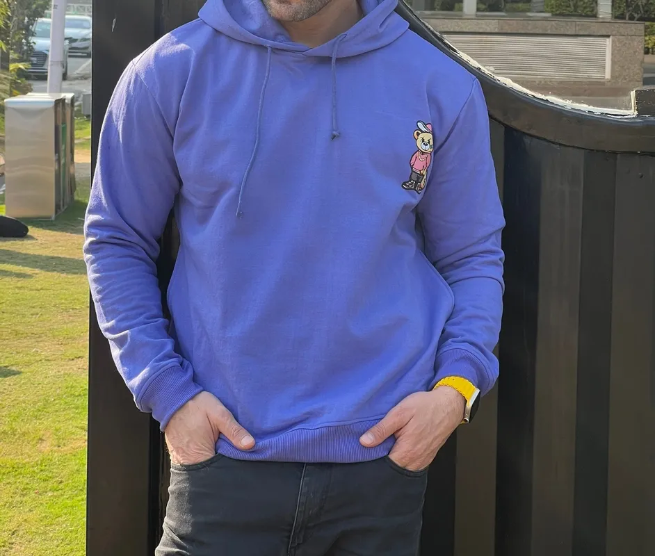 Purple Fleece Half-Zip Casual Hoodie
