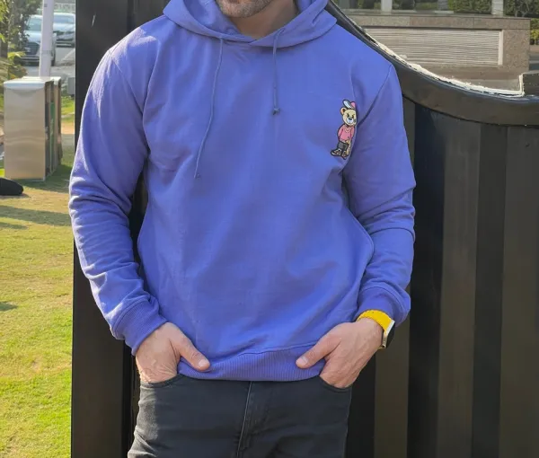 Purple Fleece Half-Zip Casual Hoodie