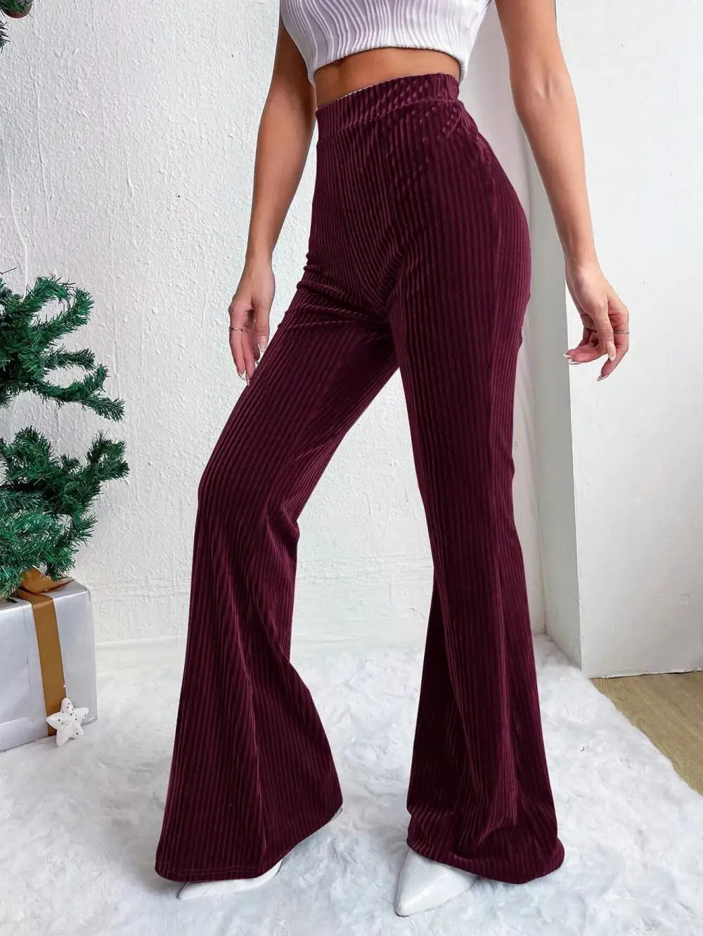 Corduroy High Waist Flare Pants