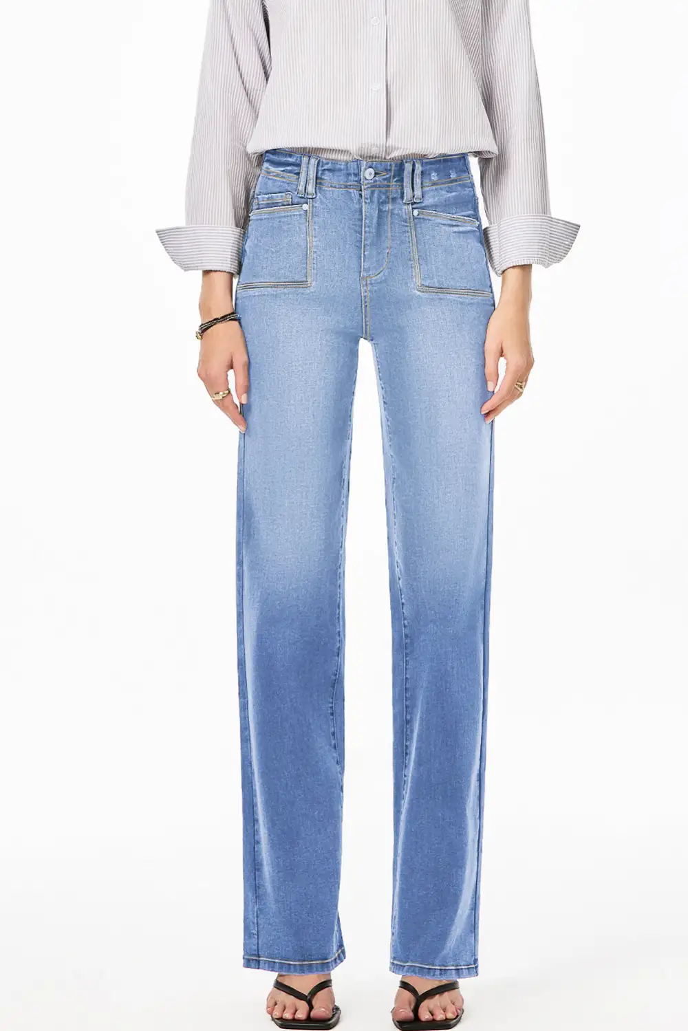 High-Waist Relaxed Cropped Straight Leg Jeans