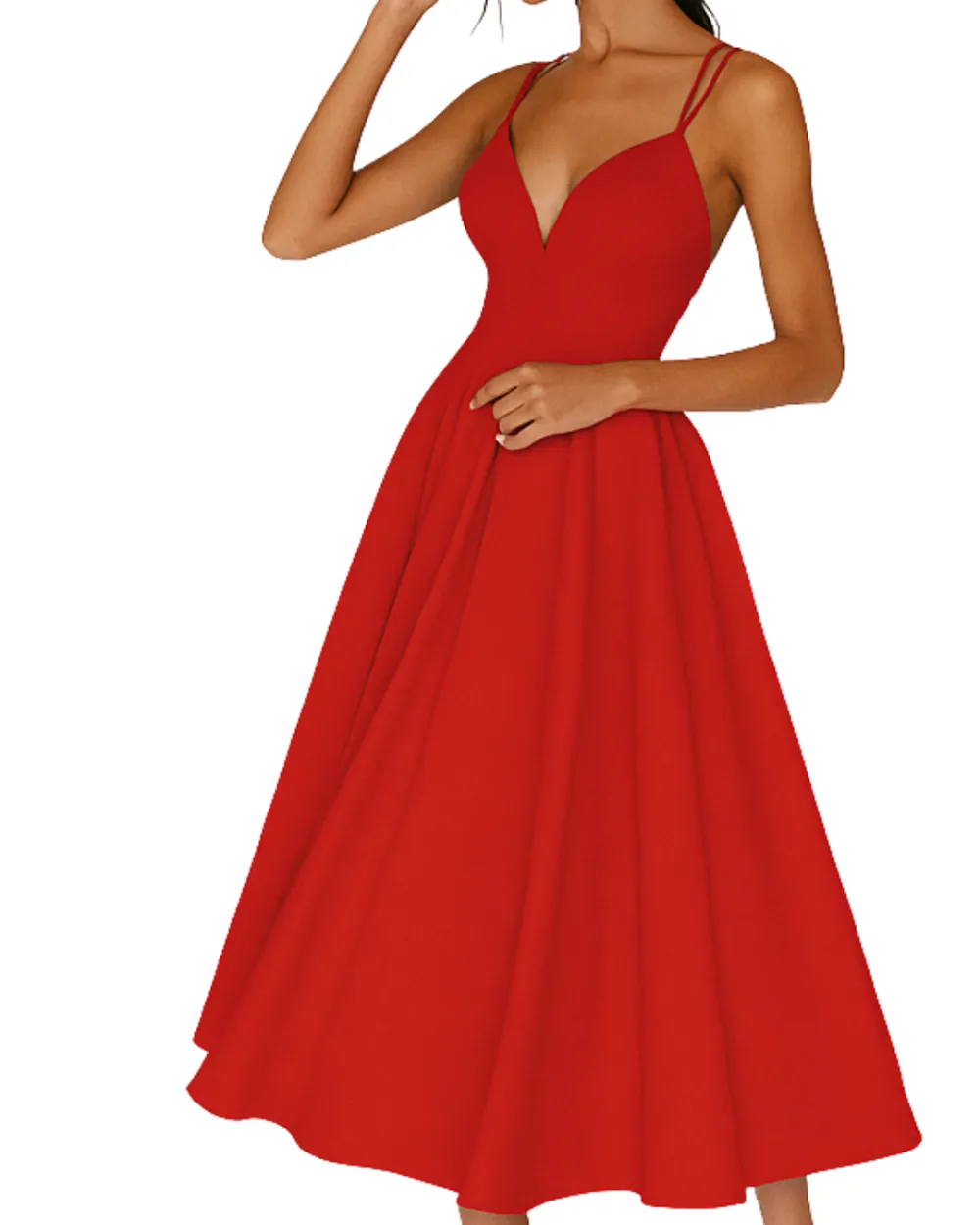 Formal V Neck Occasion Midi Dress