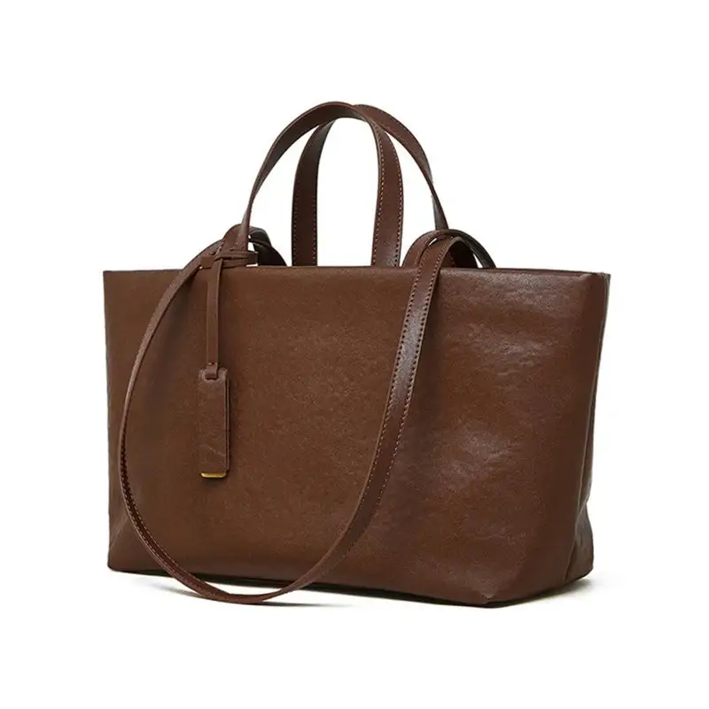 Modern Essential: Genuine Leather Large-Capacity Shoulder Bag