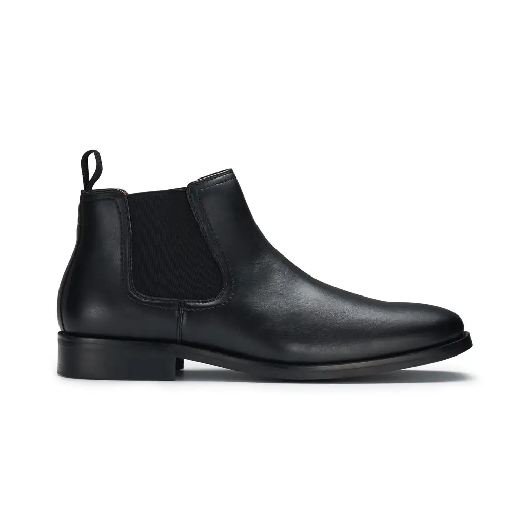 Classic Faux-Leather Slip-On Elastic-Side Chelsea Boots