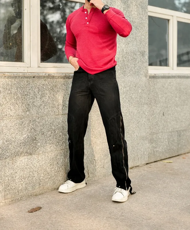 Red Casual Button Up Shirt