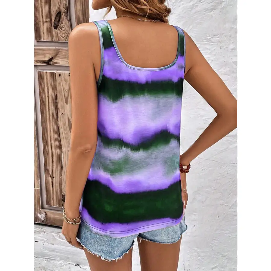 Tie Dye Scoop Neck Wide Strap Tank