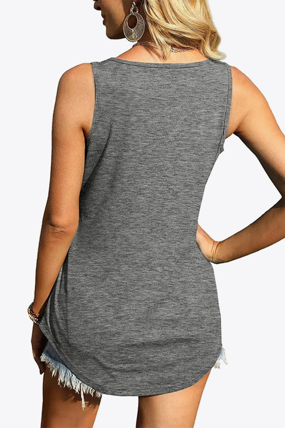 Curved Hem Square Neck Tank Top