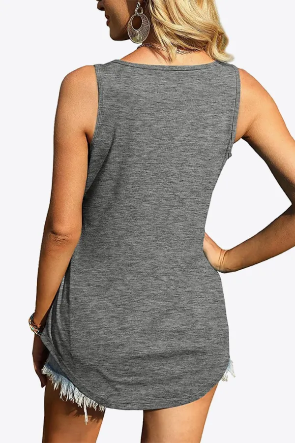 Curved Hem Square Neck Tank Top