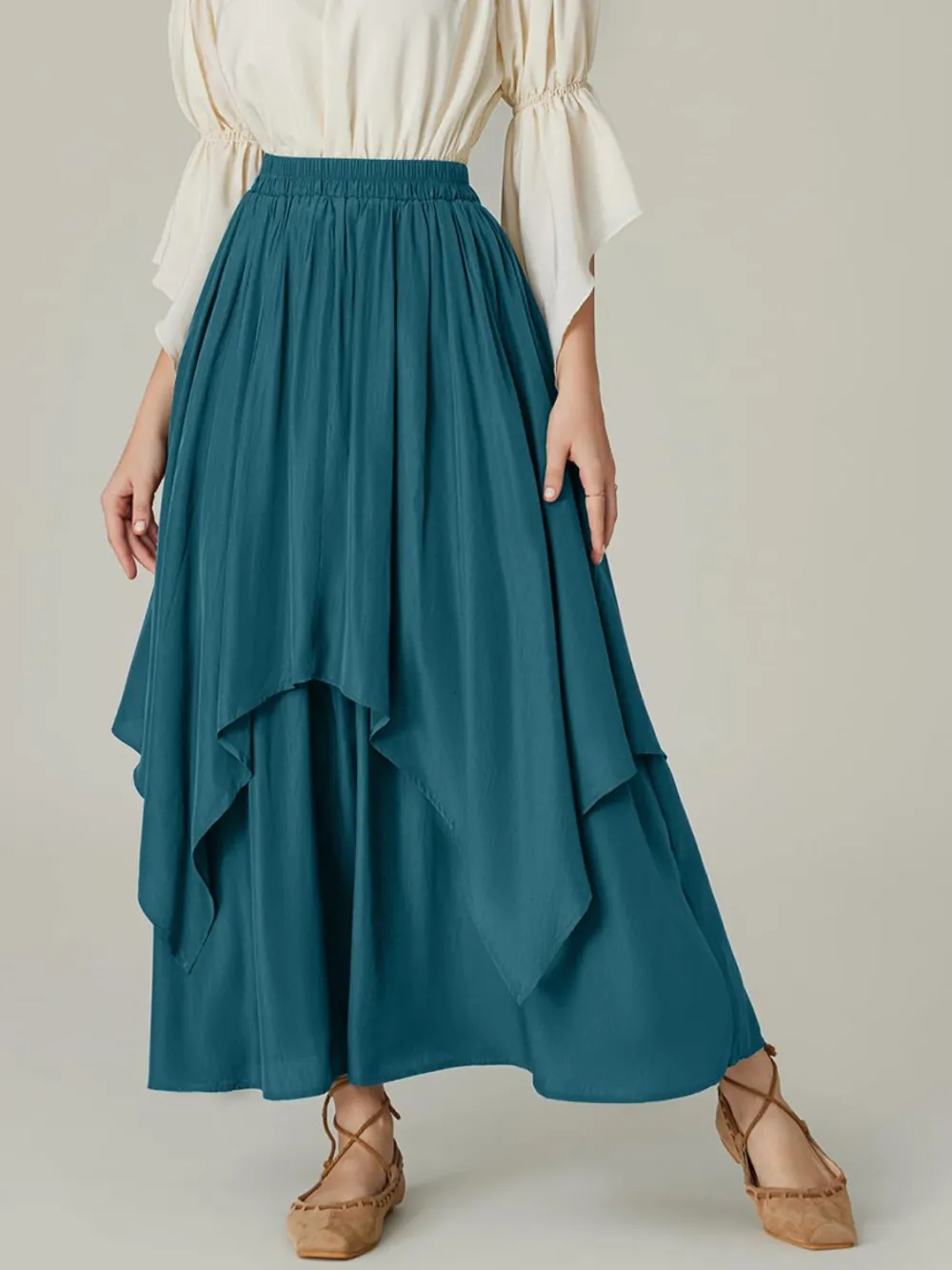 Smocked Waist Band Ruched Skirt