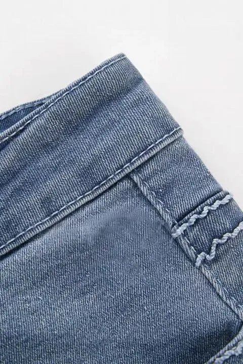 Mid Waist Bootcut Jeans Without Belt