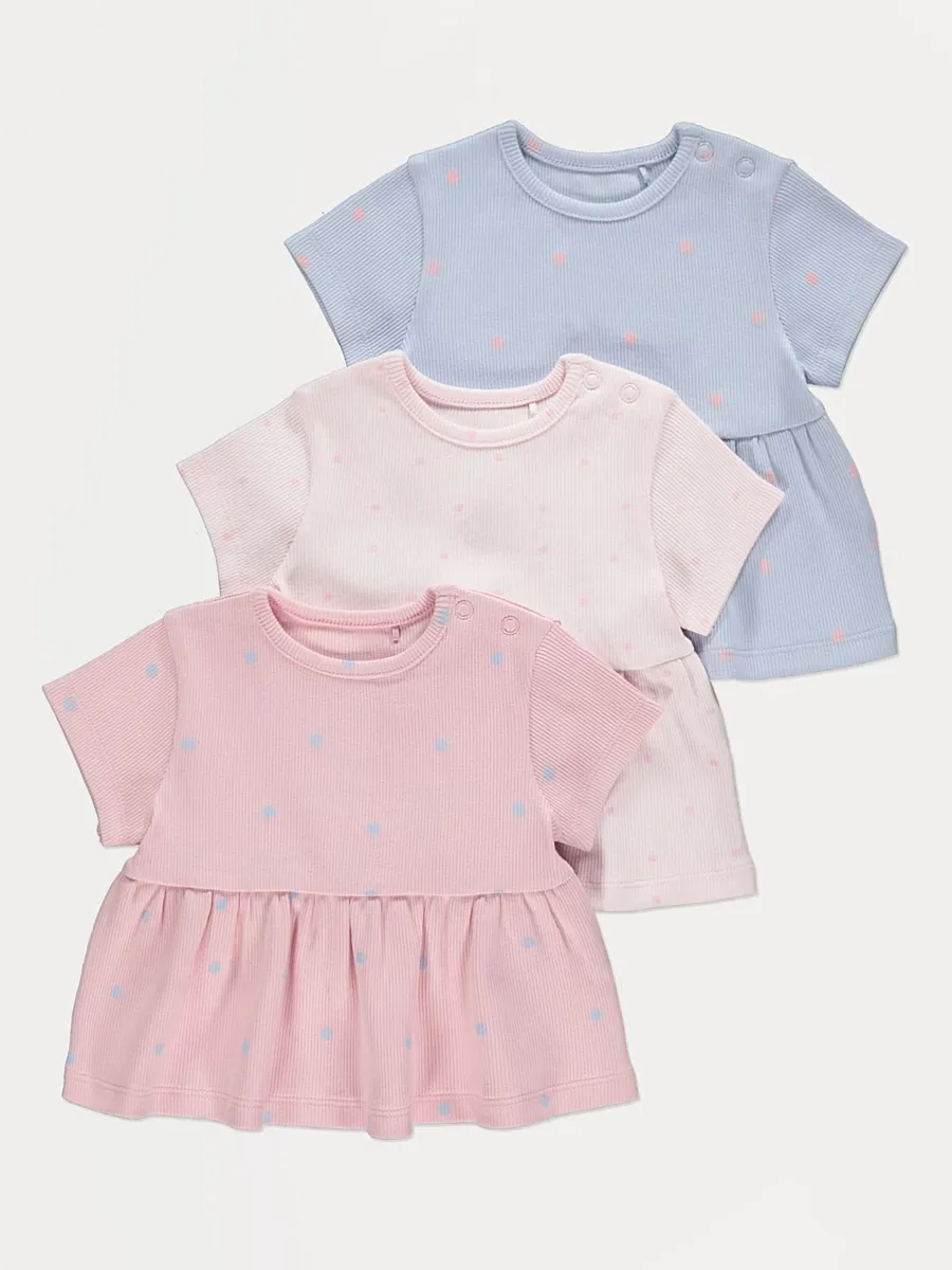 Pastel Polka Dot Ribbed Tops 3 Pack