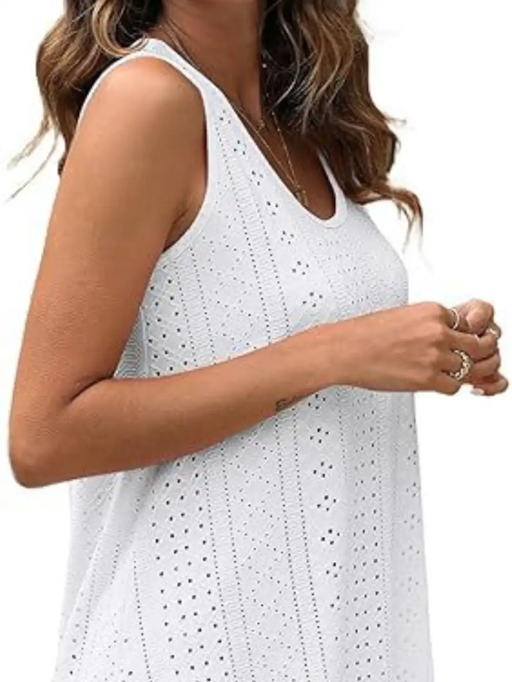 Scoop-Neck Eyelet Tank Top
