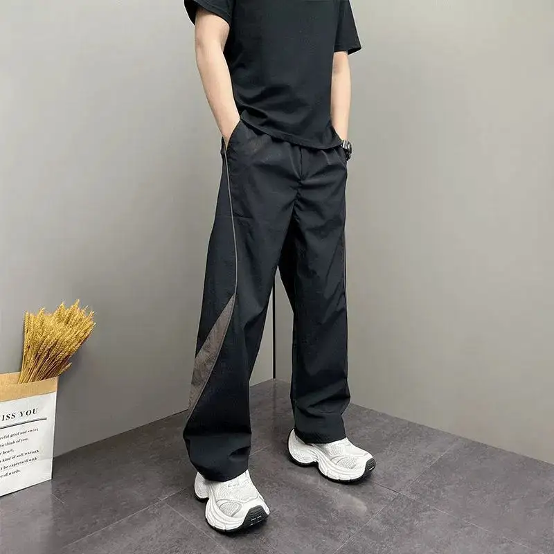 Contrast Panel Wide-Leg Utility Pants