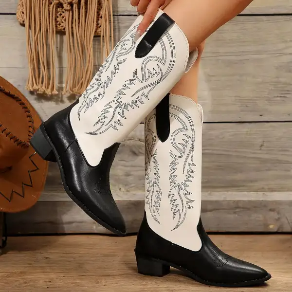 Minimal Pointed Toe Block Heel Boots