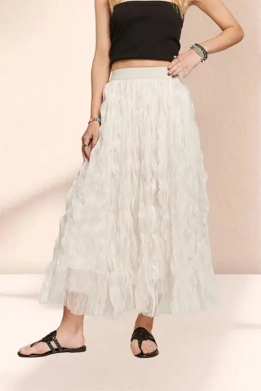 Elastic Waist Cloud Fluffy Maxi Skirt