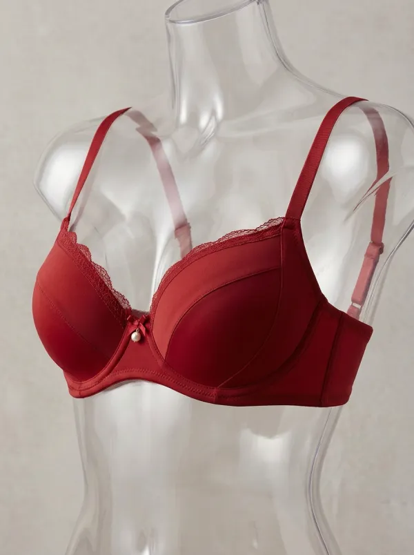 Women's Classic Lace-Trim Bow-Detail Bra