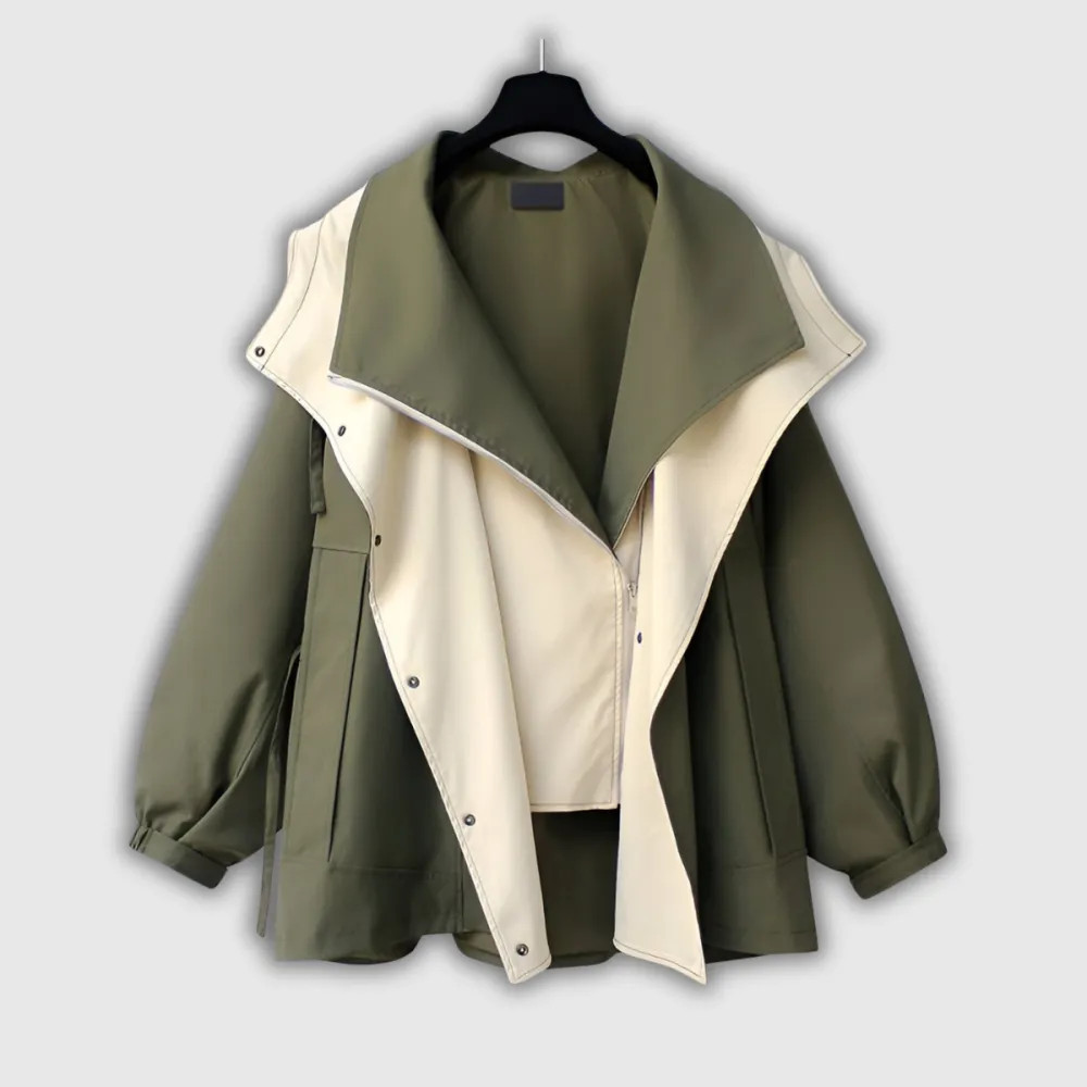 Two Tone Utility Shawl Collar Jacket