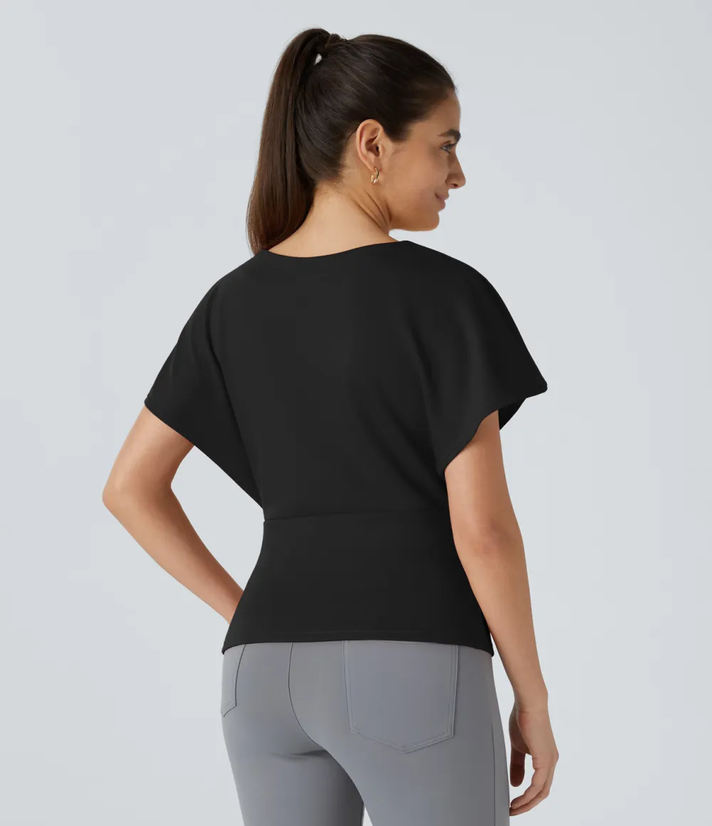 Short Sleeve Plicated Work Top