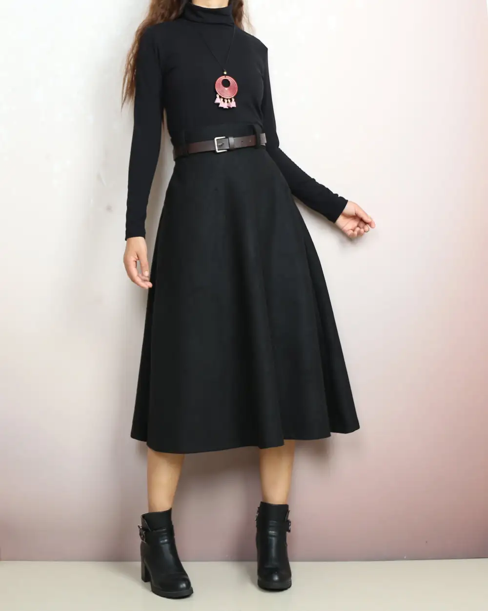 Everyday Belted Wool Maxi Skirt