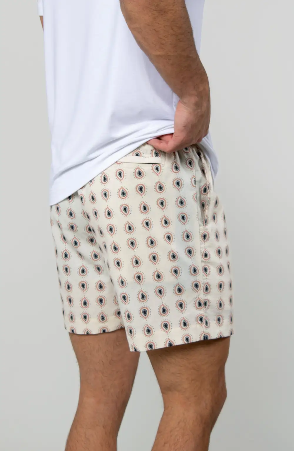 Men's Printed Cotton Drawcord Shorts