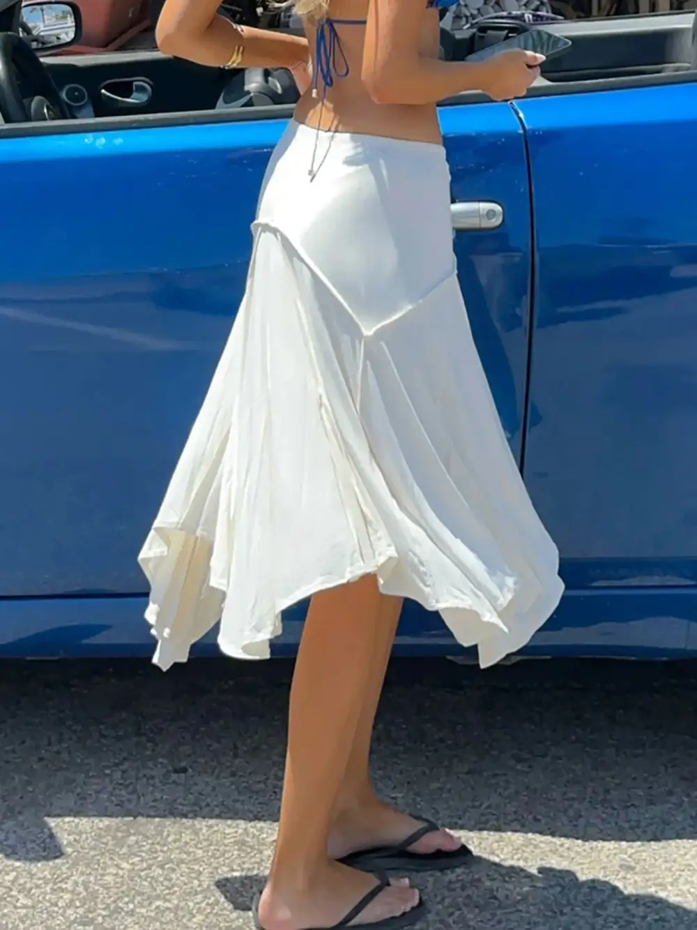 Midi Mini Knit Asymmetric Skirt