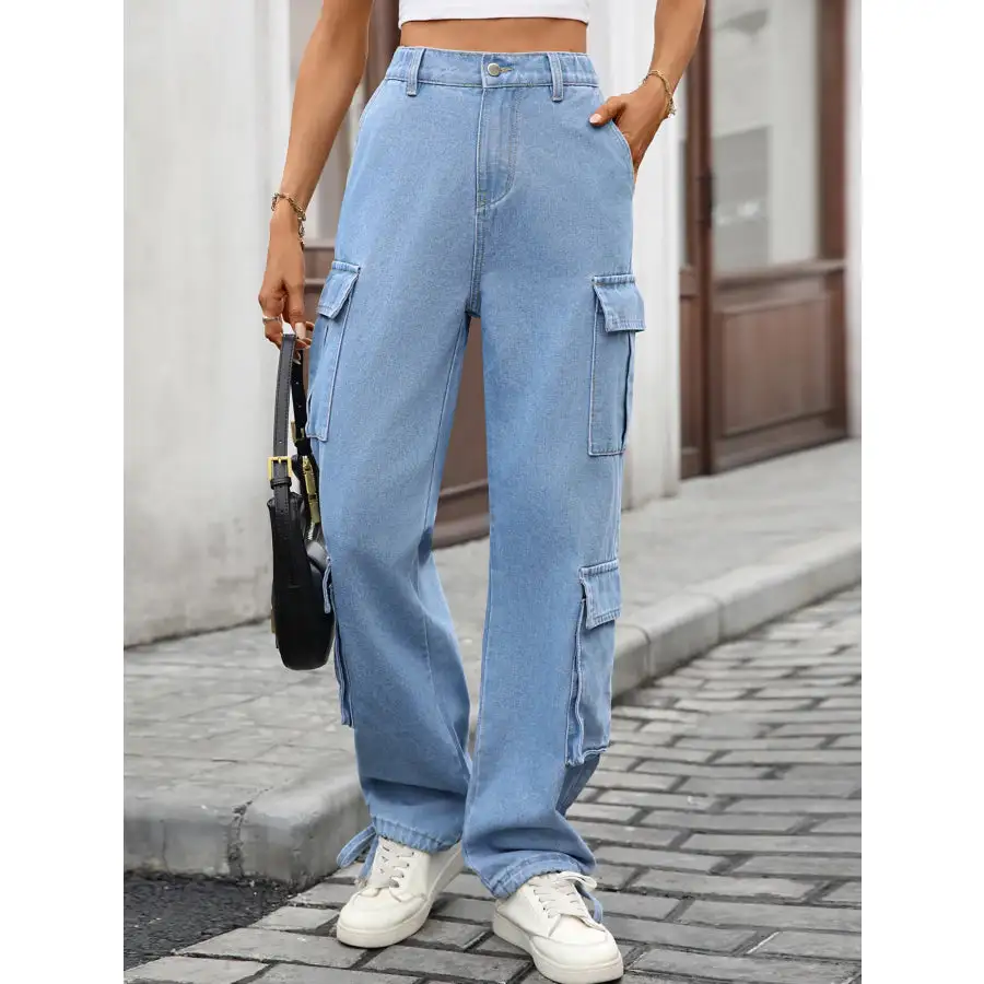 Casual Wide Leg Cargo Jeans Jeans