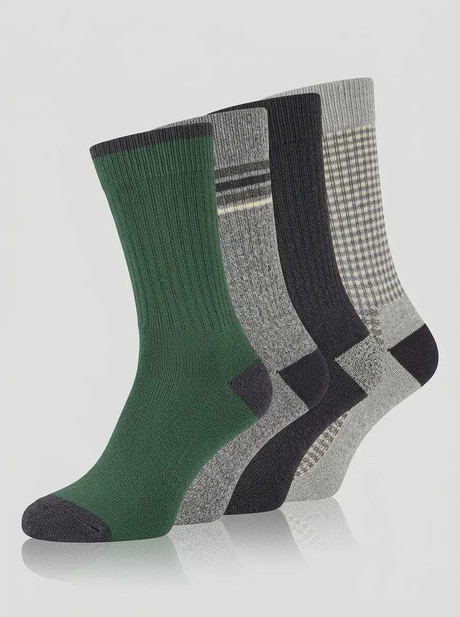 Versatile Striped Solid Modern Look Men's Four Pair Socks