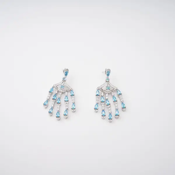 Blue Crystal Embellished Sterling Silver Earrings