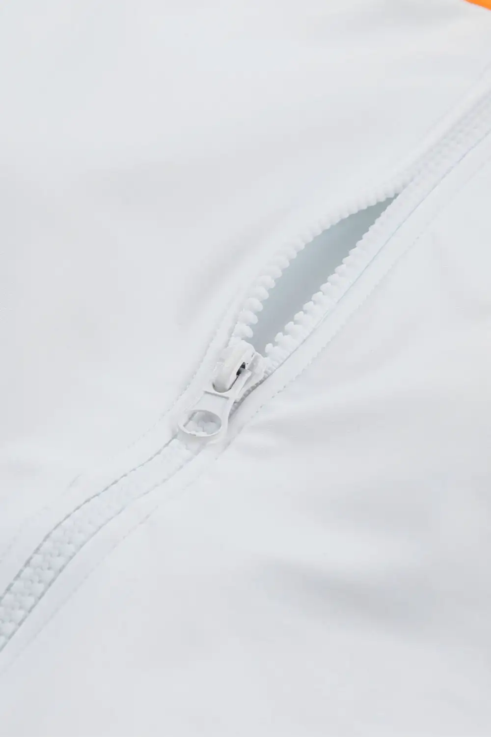 Swimwear Colorblock Trim Zip Front Long Sleeve Rash Guard Swimsuit