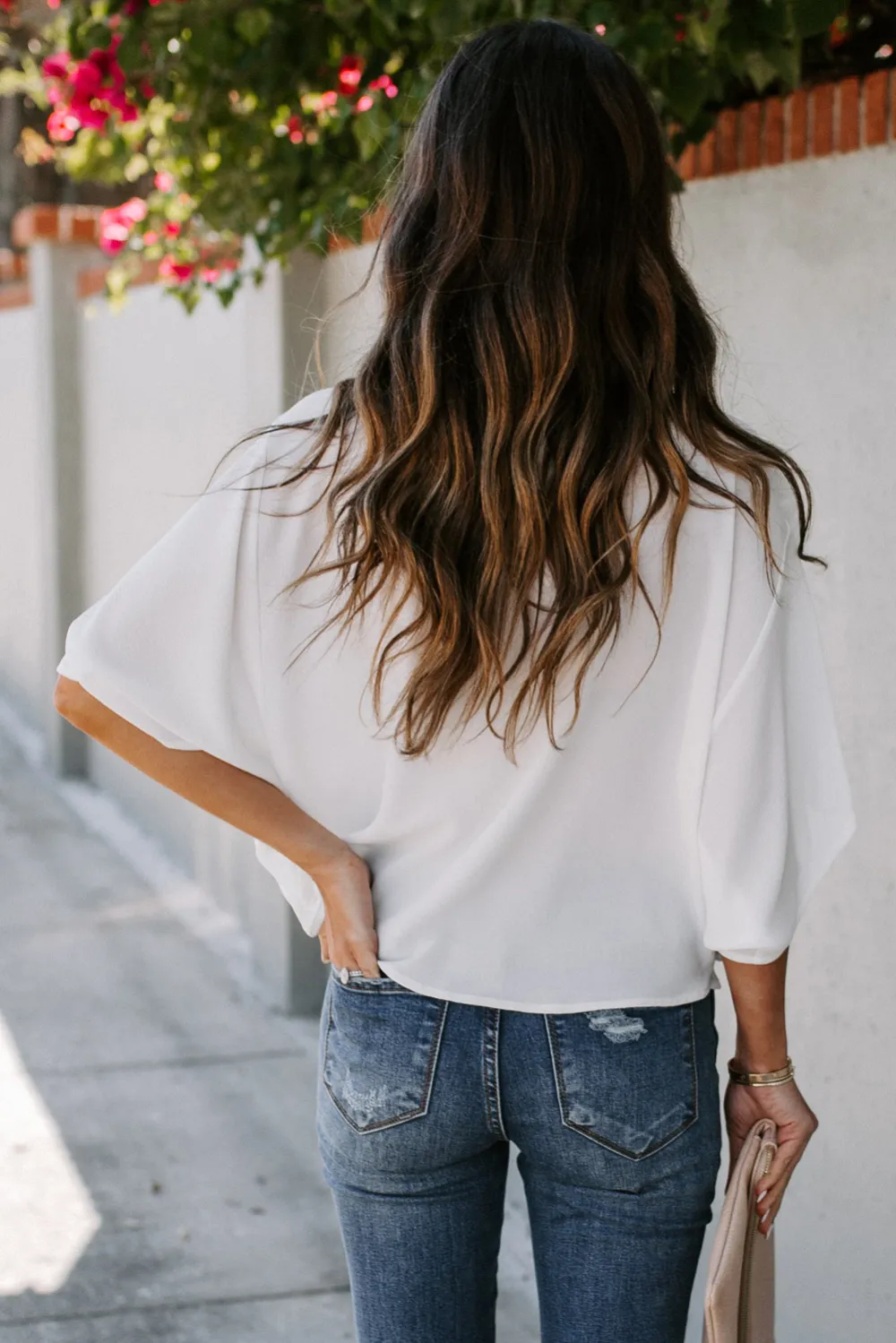 White Draped Blouse