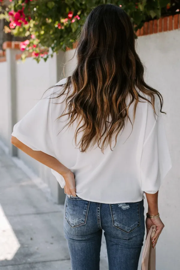 White Draped Blouse
